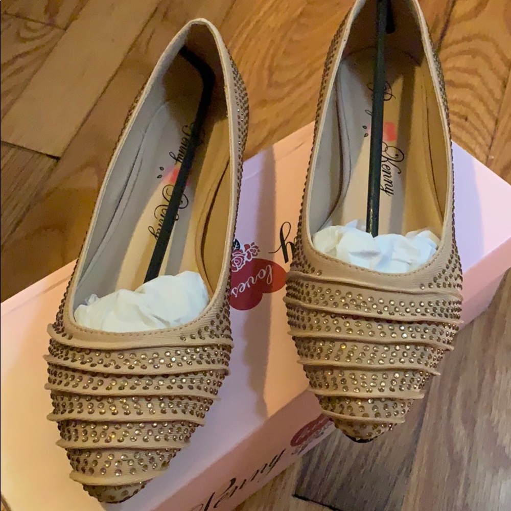 Gold rhinestone flats
